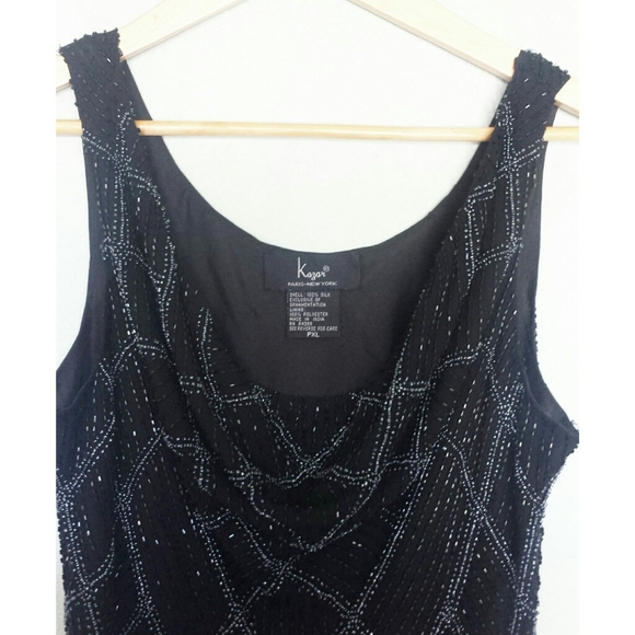 Lawrence Kazar Beaded Silk Dress Tank size P XL - Picture 2 of 5